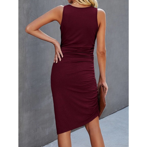 Tank Sleeve Ruched Bodycon Dress black - Picture 4 of 11